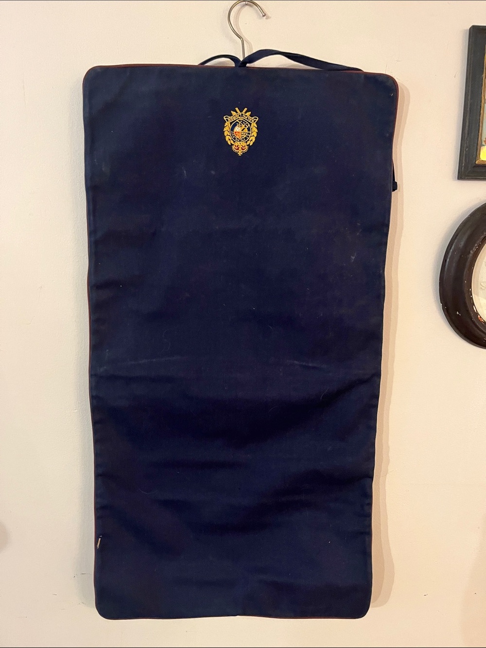 Vintage Ralph Lauren Navy Canvas Toiletry Bag with Embroidered Crest